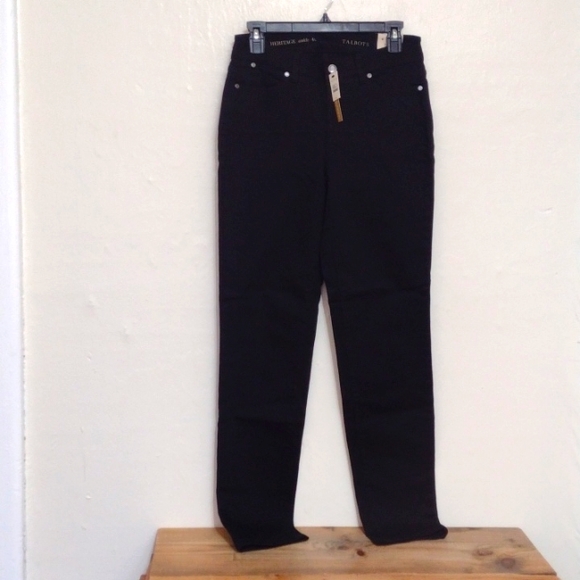 Talbots Black Heritage Straight Leg Slim Ankle Jeans Size 4L NWT Inseam 32" - Picture 1 of 13
